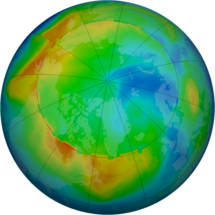 Arctic ozone map for 12 December 1998